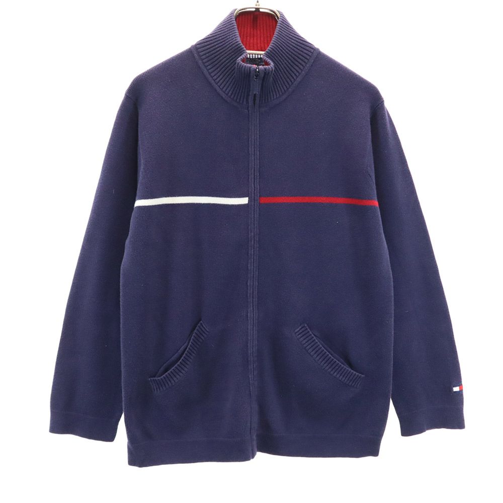 TOMMY HILFIGER トミーヒルフィガー 90s オールド フラッグタグ ニット ジャケット XS ネイビー メンズ
