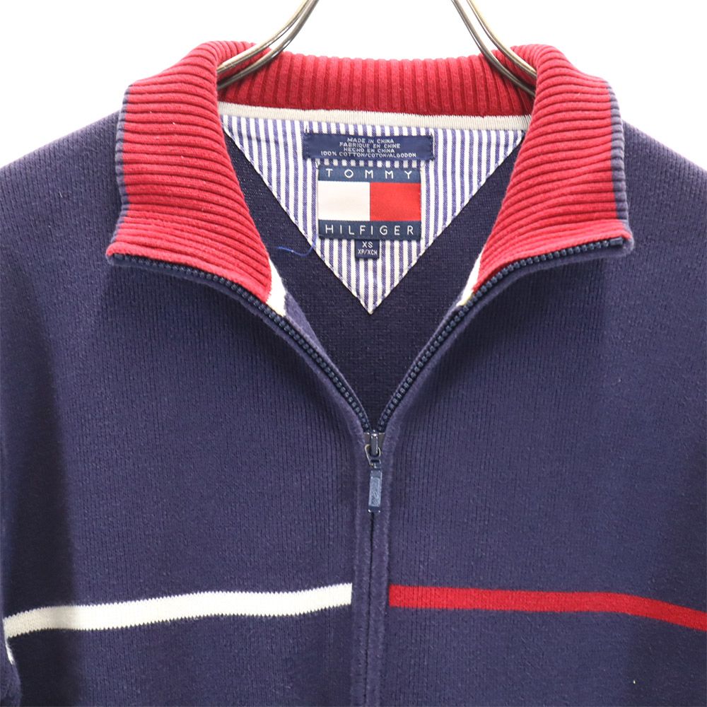 TOMMY HILFIGER トミーヒルフィガー 90s オールド フラッグタグ ニット ジャケット XS ネイビー メンズ