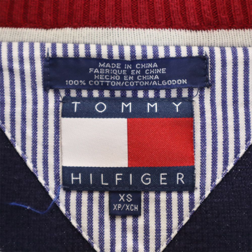 TOMMY HILFIGER トミーヒルフィガー 90s オールド フラッグタグ ニット ジャケット XS ネイビー メンズ
