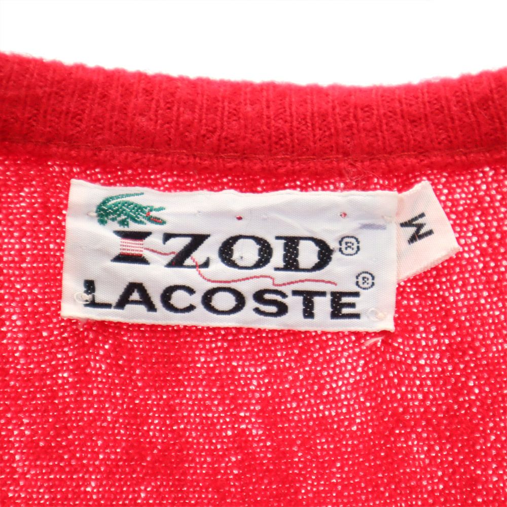 LACOSTE ラコステ 70s ヴィンテージ 糸巻タグ アイゾッド 長袖 Vネック セーター 2 レッド ニット メンズ