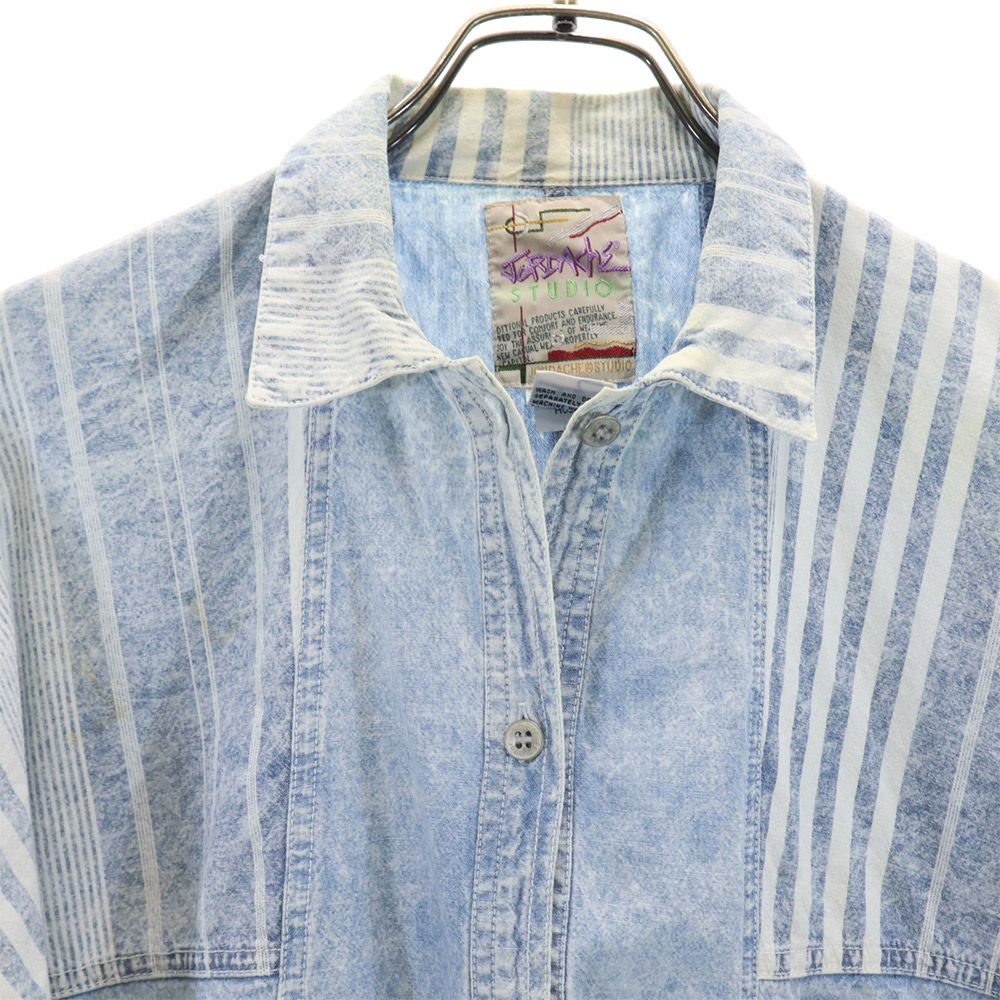 JCRDACHS STUDIO 80s 90s オールド デザイン 長袖 シャツ M ブルー系 レディース