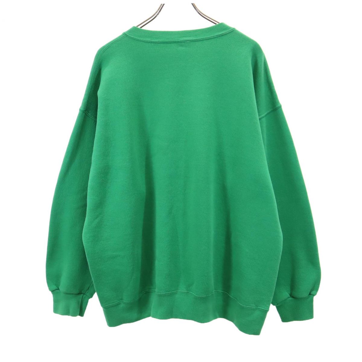 OLD オールド 90s プリント 長袖 トレーナー グリーン スウェット 裏起毛 メンズ