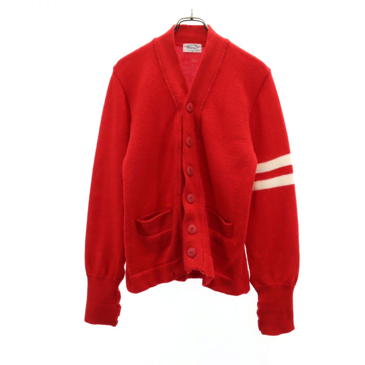 ハーバード ウール 長袖 ニット カーディガン M レッド HARVARD メンズ