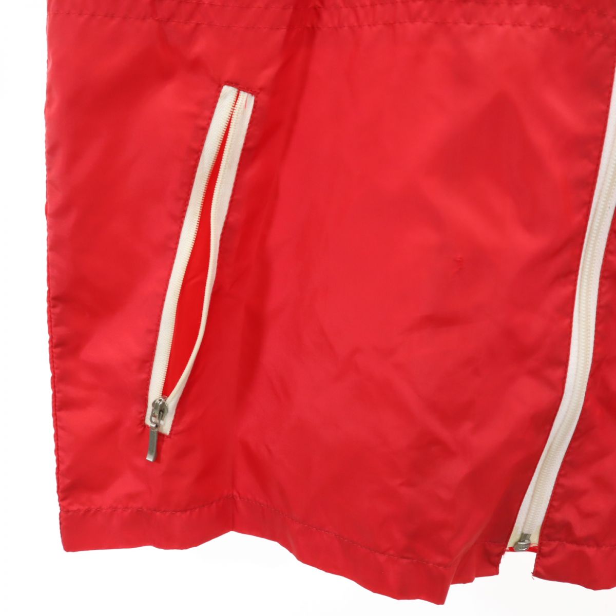 adidas アディダス 70s デサント製 トレフォイルロゴ ヴィンテージ 長袖 ナイロンジャケット M レッド メンズ