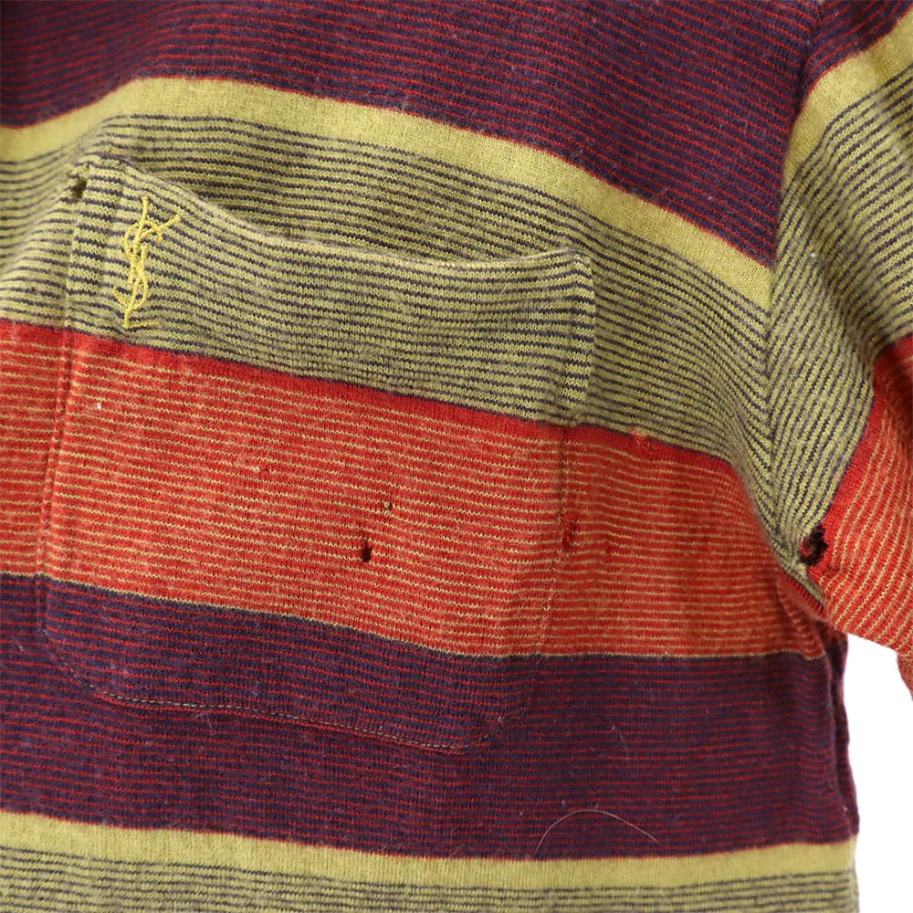 YVES SAINT LAURENT イヴサンローラン 90s オールド ボーダー柄 長袖 ウール ニット ポロシャツ L メンズ