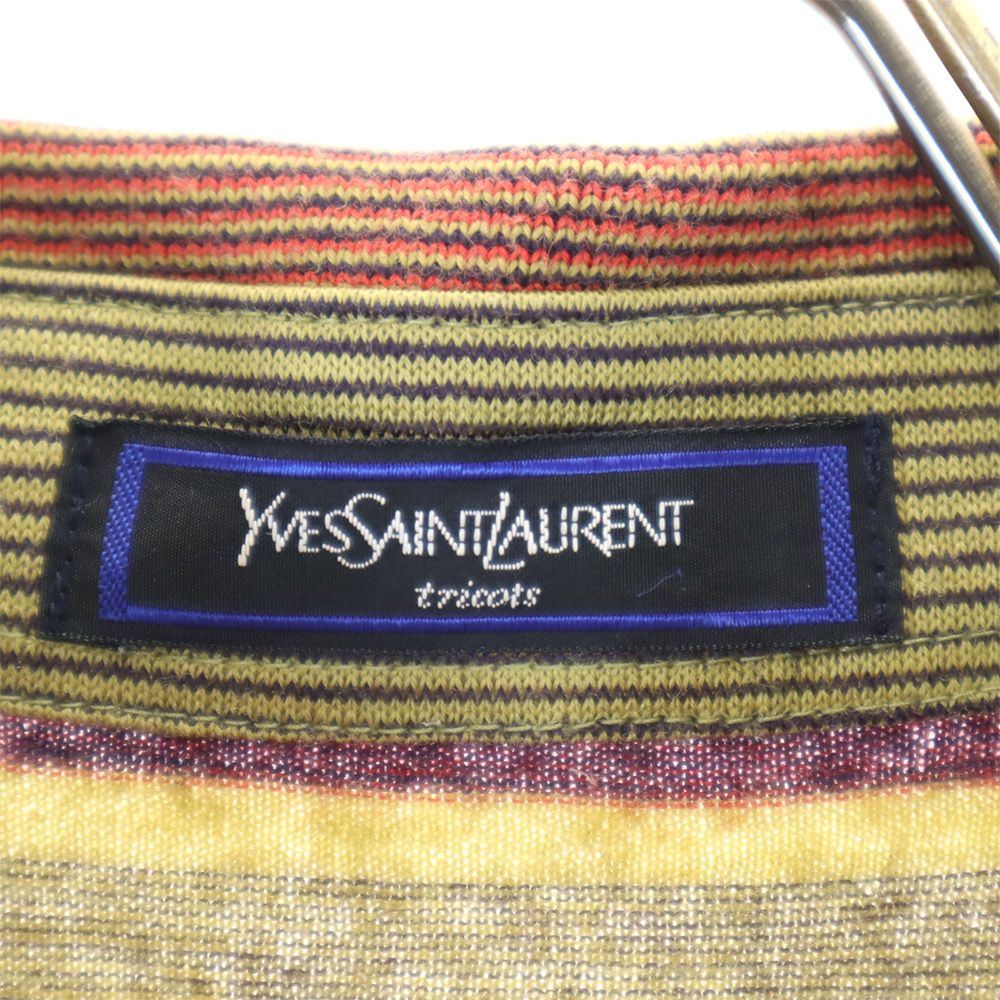 YVES SAINT LAURENT イヴサンローラン 90s オールド ボーダー柄 長袖 ウール ニット ポロシャツ L メンズ