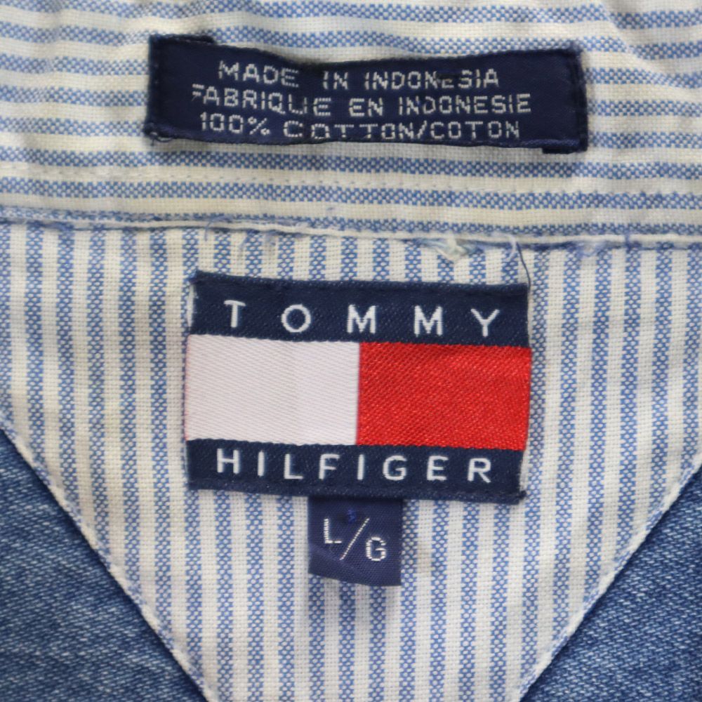 TOMMY HILFIGER トミーヒルフィガー 90s オールド フラッグタグ 長袖 デニム ボタンダウンシャツ L メンズ