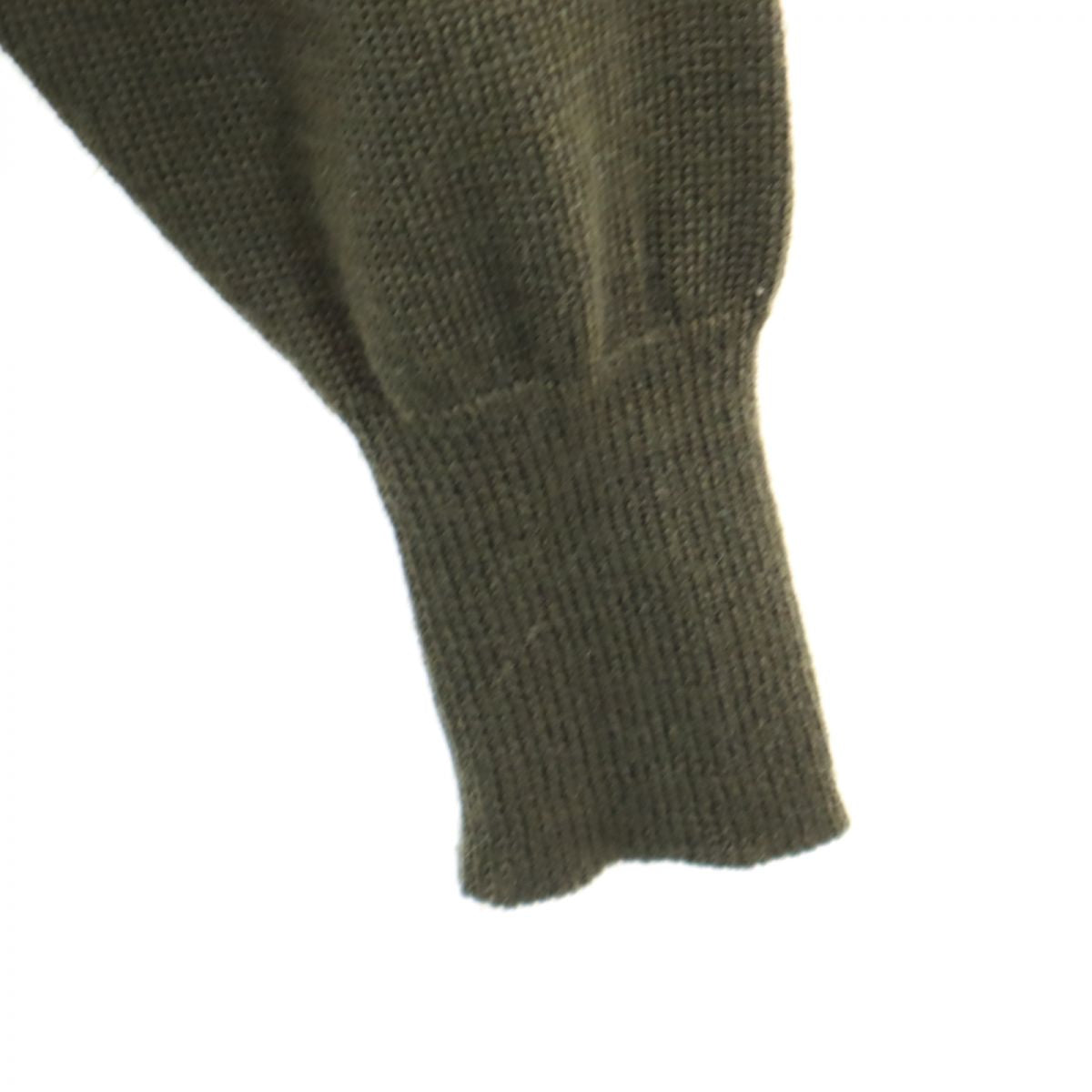 Aquascutum アクアスキュータム 80s ウール ヴィンテージ 総柄 長袖 セーター 44 グリーン系 Vネック ニット メンズ