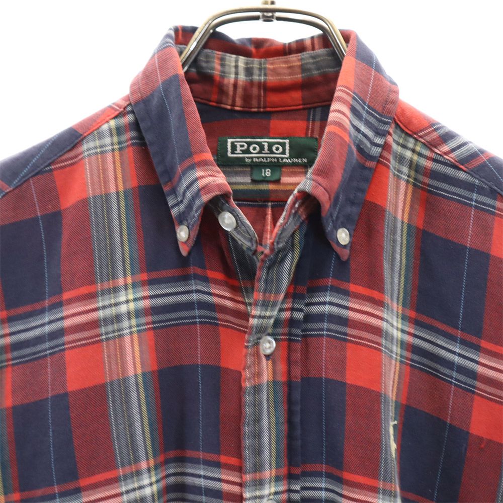 Polo by Ralph Lauren ポロバイラルフローレン 80s 緑タグ ヴィンテージ ボーイズ チェック柄 長袖 ボタンダウンシャツ 18 キッズ