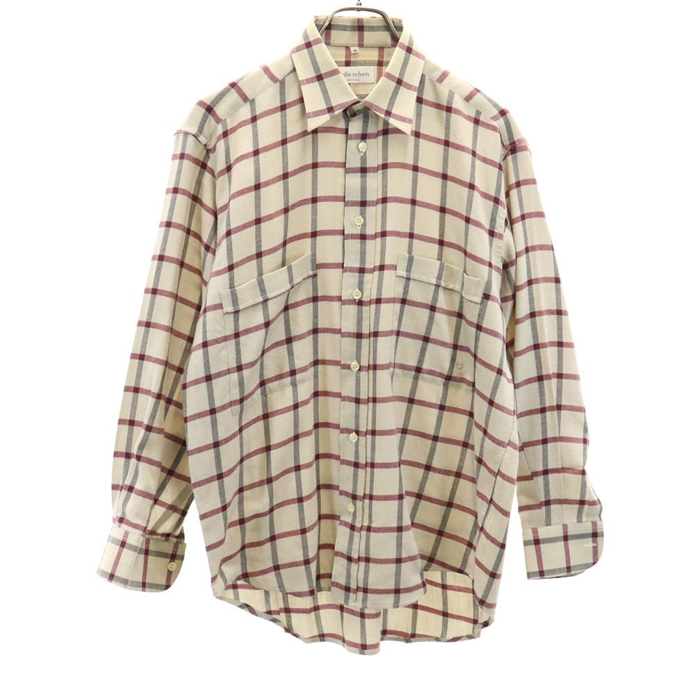 ミラショーン 長袖 チェックシャツ S ベージュ系 mila schon メンズ