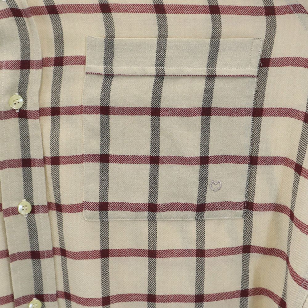 ミラショーン 長袖 チェックシャツ S ベージュ系 mila schon メンズ