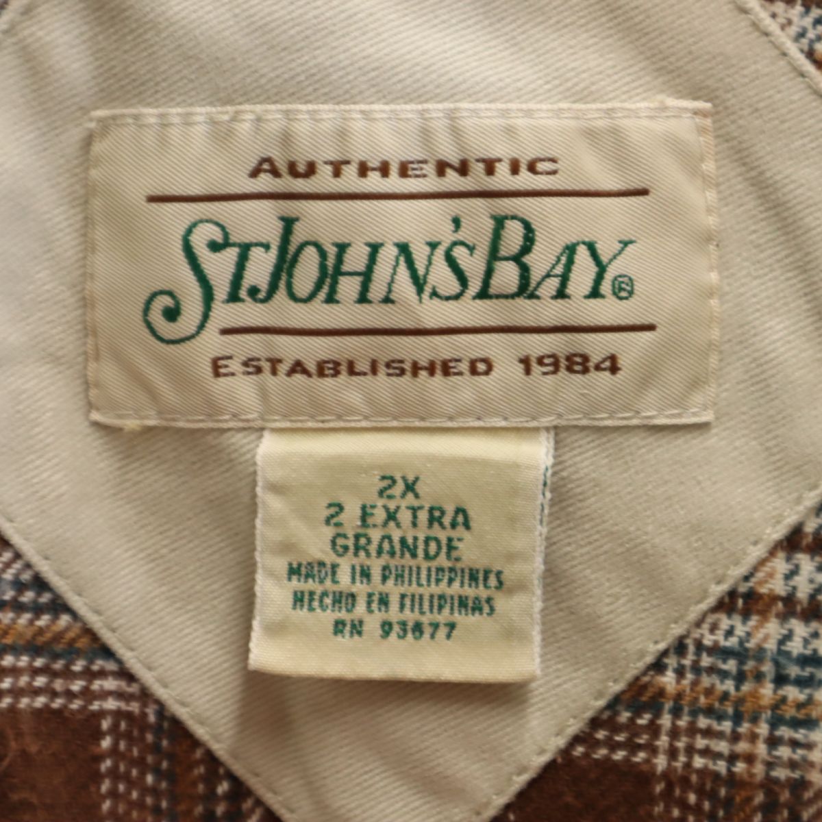 STJOHN’sBAY セントジョンズベイ 90s オールド ジャケット 2X アイボリー系×ブラウン ビッグサイズ コーデュロイ襟 メンズ