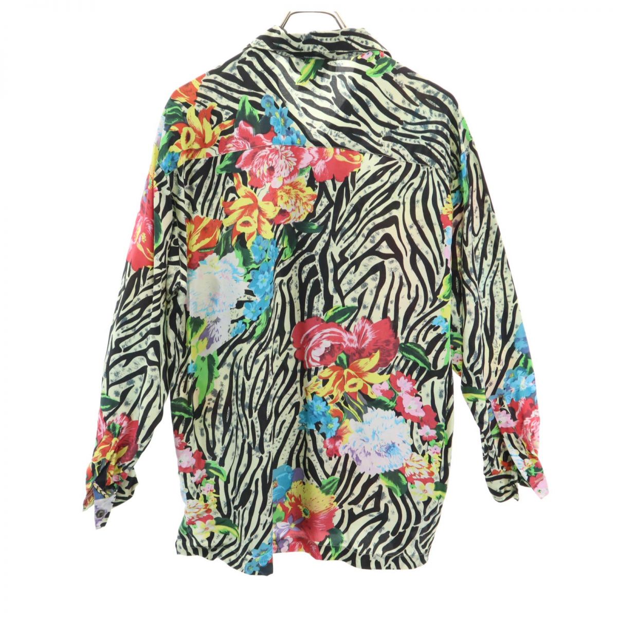 TRISTAR オールド 総柄 長袖 シルク オープンカラーシャツ M レディース