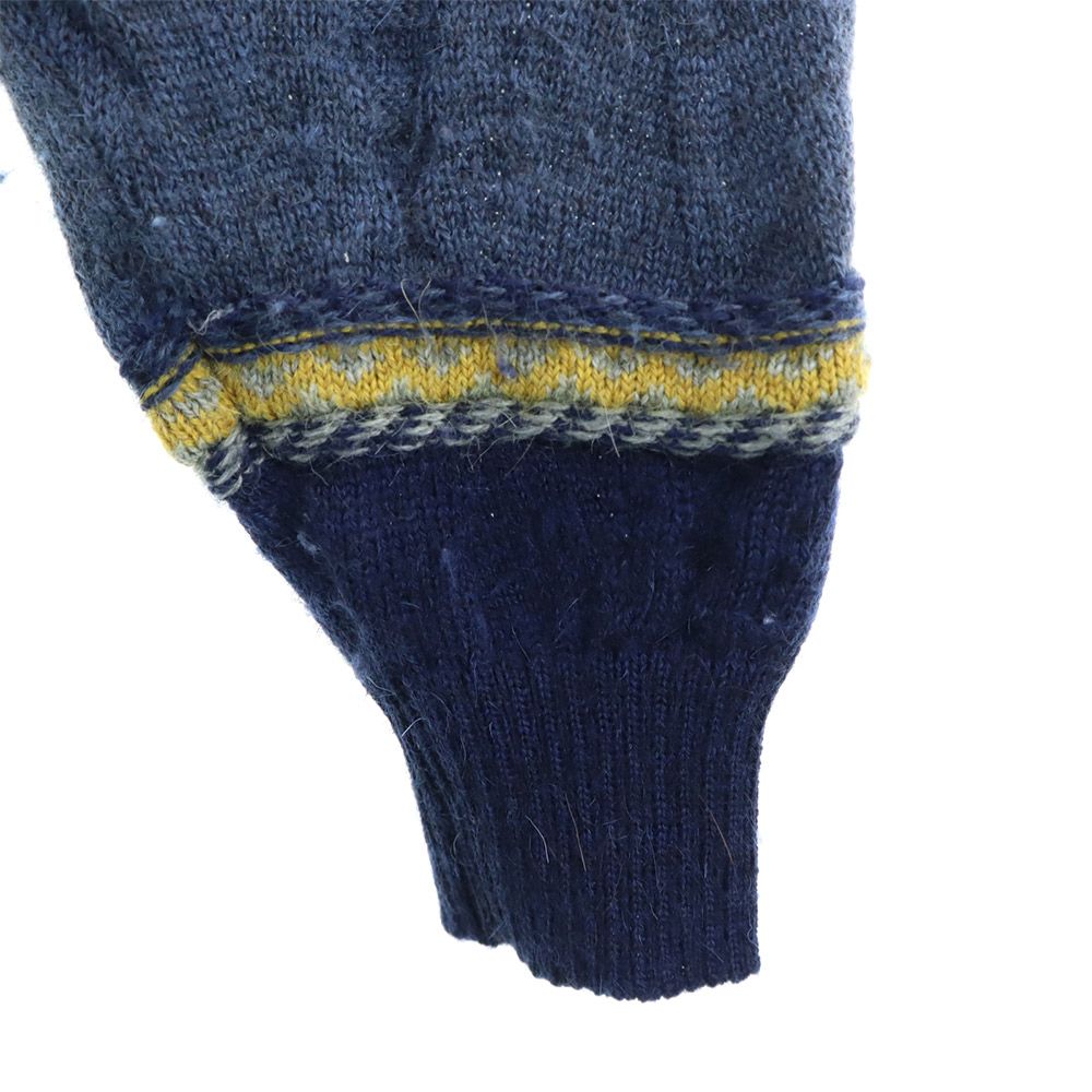 OLD オールド 90s イタリア製 ウールブレンド 総柄 長袖 セーター 42 ネイビー系 ニット メンズ