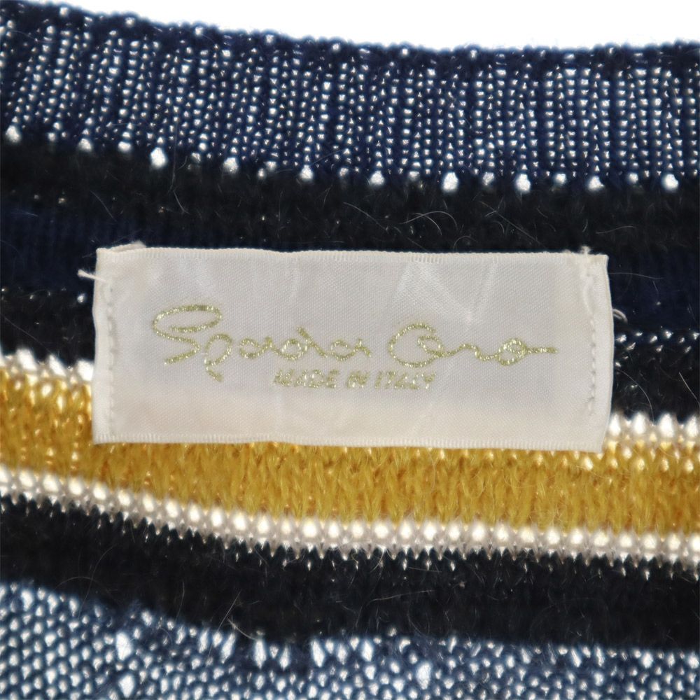 OLD オールド 90s イタリア製 ウールブレンド 総柄 長袖 セーター 42 ネイビー系 ニット メンズ