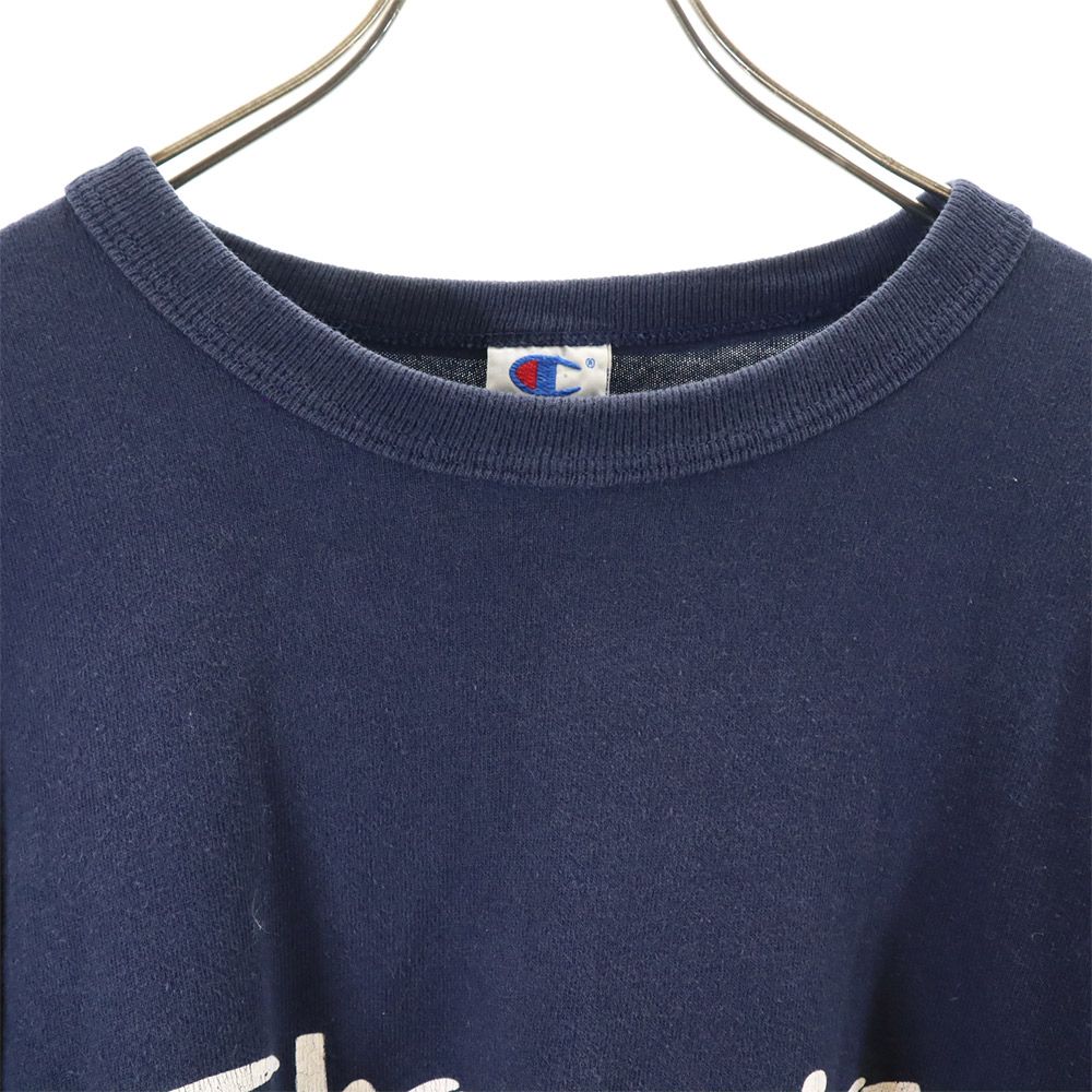 Champion チャンピオン 90s 後期 USA製 プリント 長袖 Tシャツ L ネイビー ロンT オールド ヴィンテージ メンズ