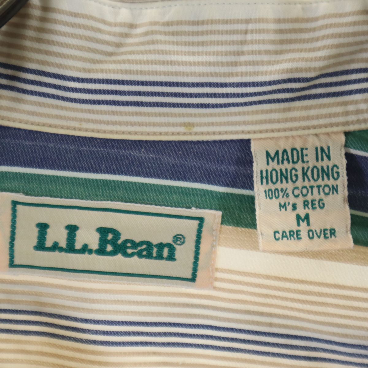 エルエルビーン 70s 80s ストライプ柄 長袖 ボタンダウンシャツ M L.L.Bean オールド ヴィンテージ メンズ