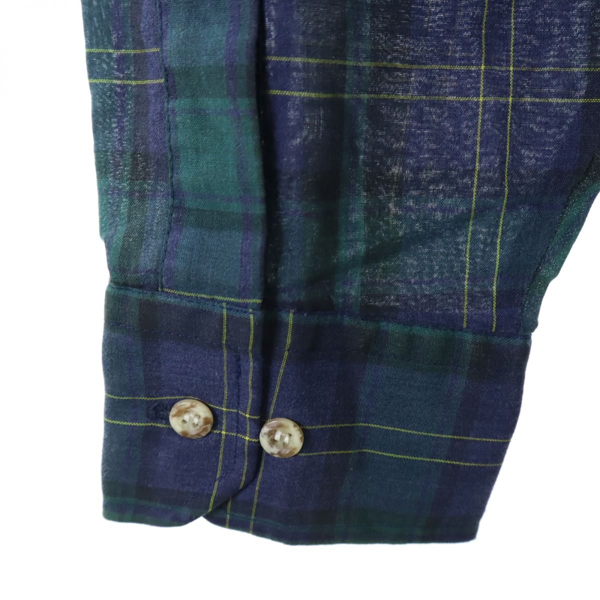 ARROW アロー 80s 90s チェック柄 長袖 ボタンダウンシャツ S ネイビー系 オールド ヴィンテージ メンズ