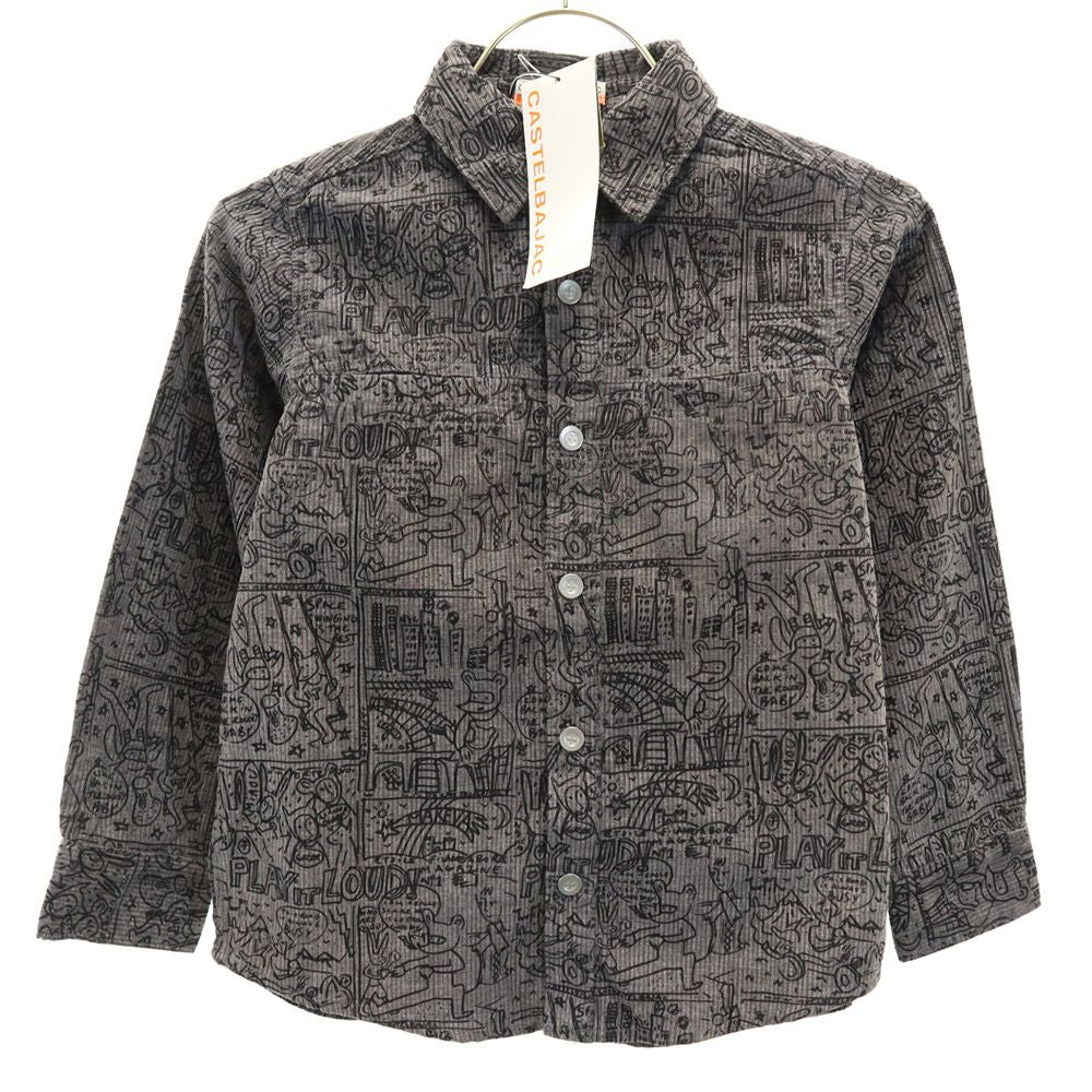 未使用 JC de CASTELBAJAC カステルバジャック 総柄 長袖 コーデュロイシャツ 110 グレー系 タグ付き キッズ