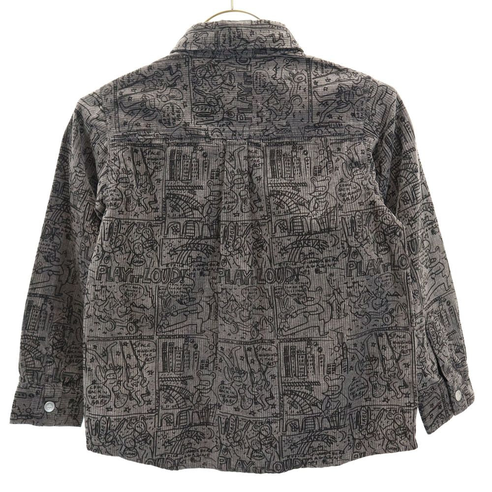 未使用 JC de CASTELBAJAC カステルバジャック 総柄 長袖 コーデュロイシャツ 110 グレー系 タグ付き キッズ