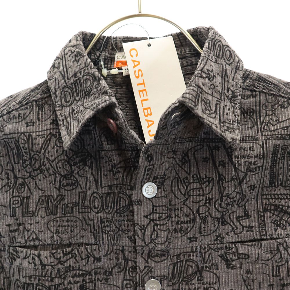 未使用 JC de CASTELBAJAC カステルバジャック 総柄 長袖 コーデュロイシャツ 110 グレー系 タグ付き キッズ