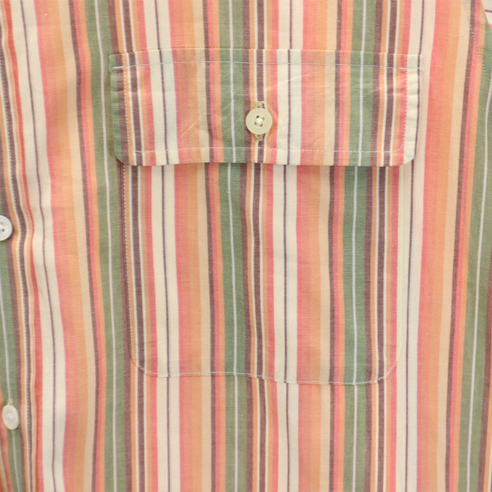 クリスチャンディオール 90s オールド 長袖アロハ ストライプ 長袖 バンドカラーシャツ M オレンジ系 Christian Dior メンズ
