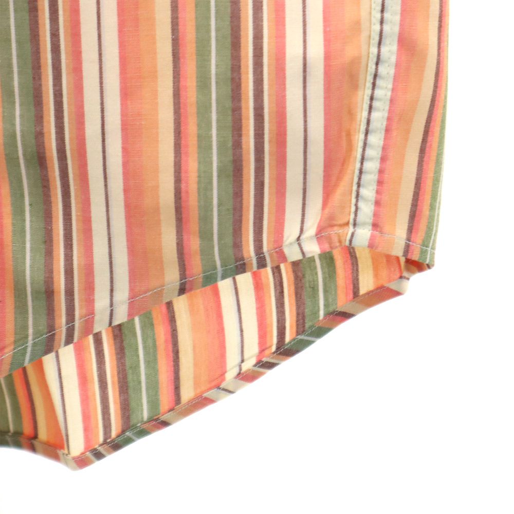 クリスチャンディオール 90s オールド 長袖アロハ ストライプ 長袖 バンドカラーシャツ M オレンジ系 Christian Dior メンズ