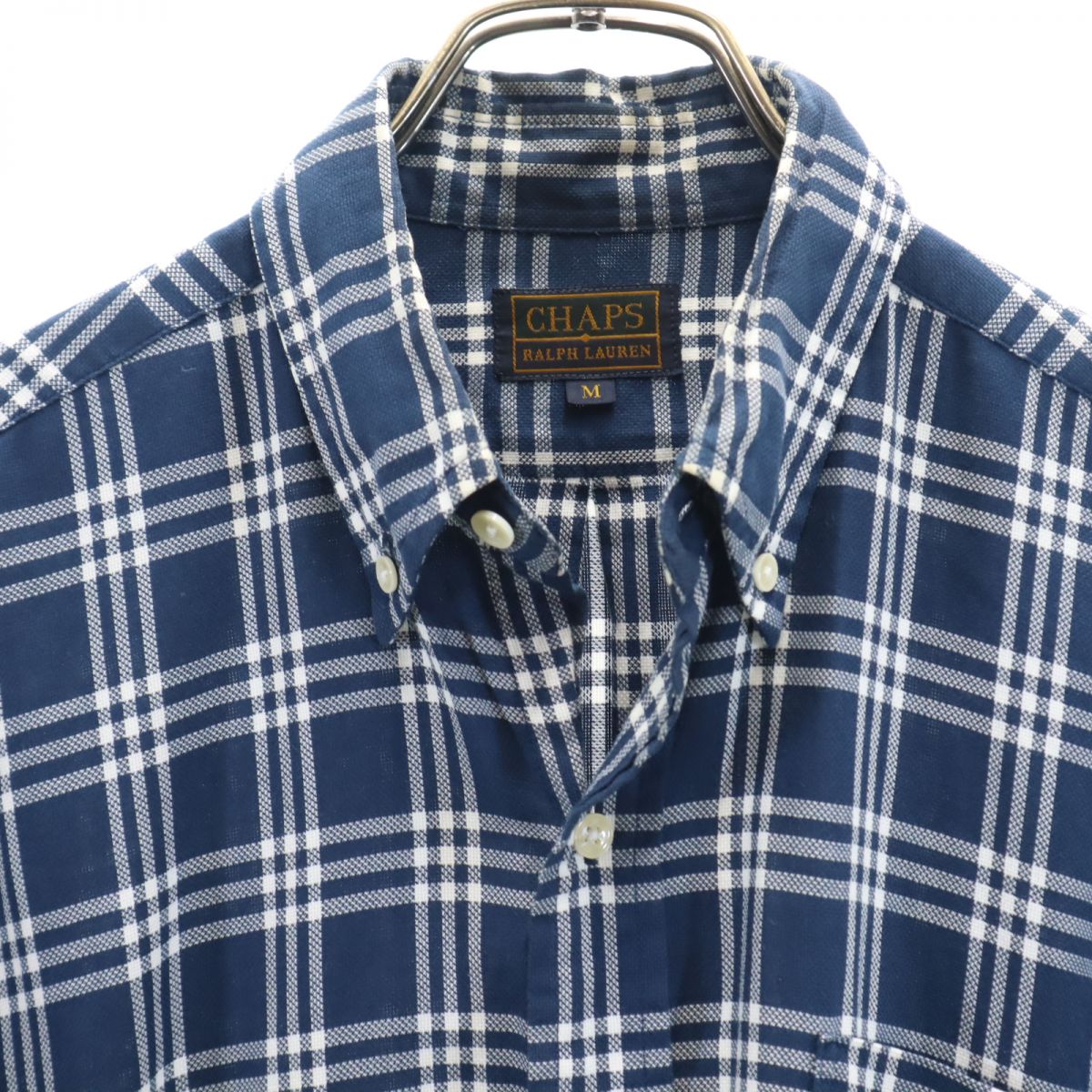 CHAPS RALPH LAUREN チャップスラルフローレン チェック 長袖 ボタンダウンシャツ M ネイビー系 メンズ