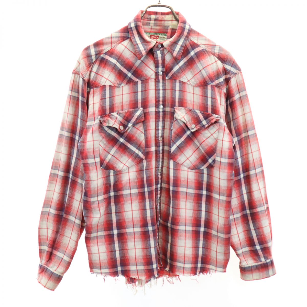Levi's リーバイス 90s オールド チェック柄 長袖 ウエスタンシャツ S 赤系 メンズ