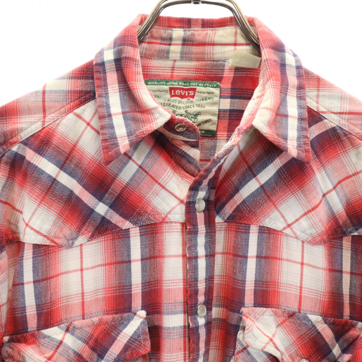 Levi's リーバイス 90s オールド チェック柄 長袖 ウエスタンシャツ S 赤系 メンズ