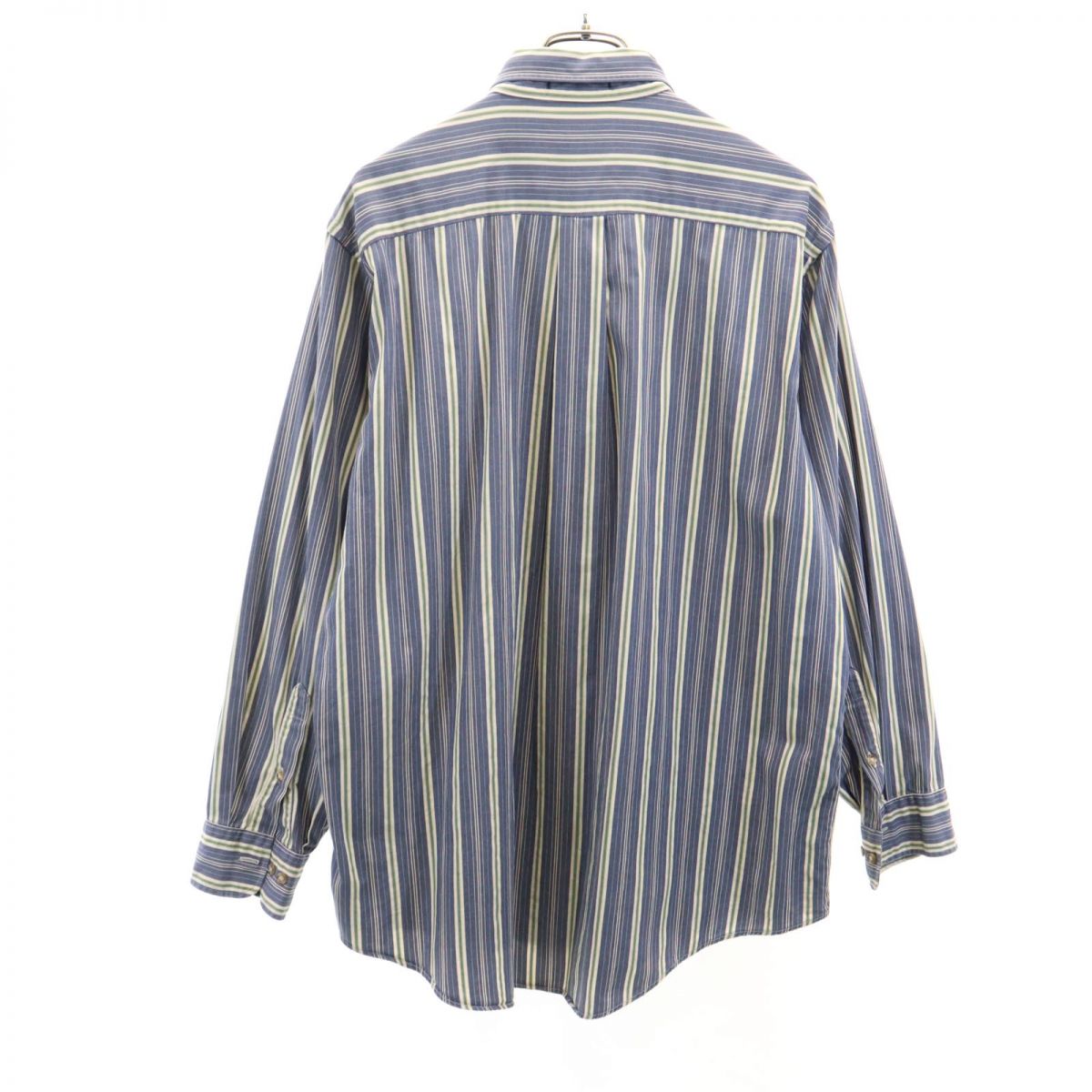 Hathaway ハサウェイ 90s USA製 オールド ストライプ柄 長袖 ボタンダウンシャツ 1632/33 ブルー系 メンズ