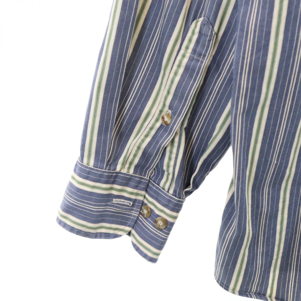 Hathaway ハサウェイ 90s USA製 オールド ストライプ柄 長袖 ボタンダウンシャツ 1632/33 ブルー系 メンズ