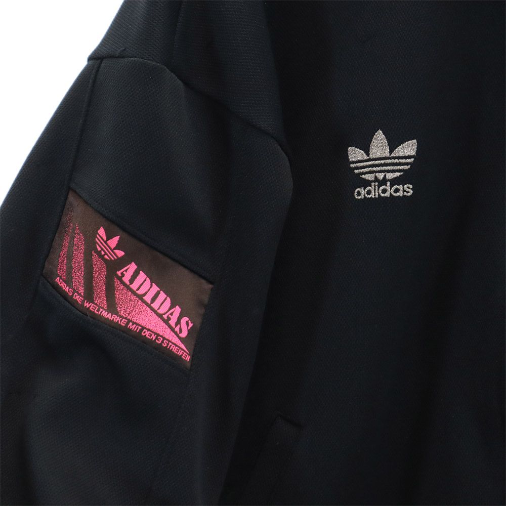 アディダス 80s トレフォイルロゴ デサント製 ヴィンテージ トレーニング 長袖 トラックジャケット L ブラック系 adidas メンズ
