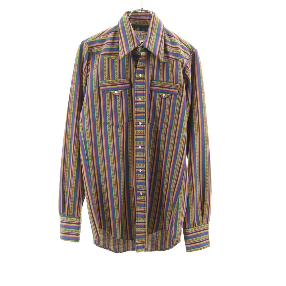 ロックマウント ランチウェア 70s ヴィンテージ ストライプ 長袖 ウエスタンシャツ メンズ