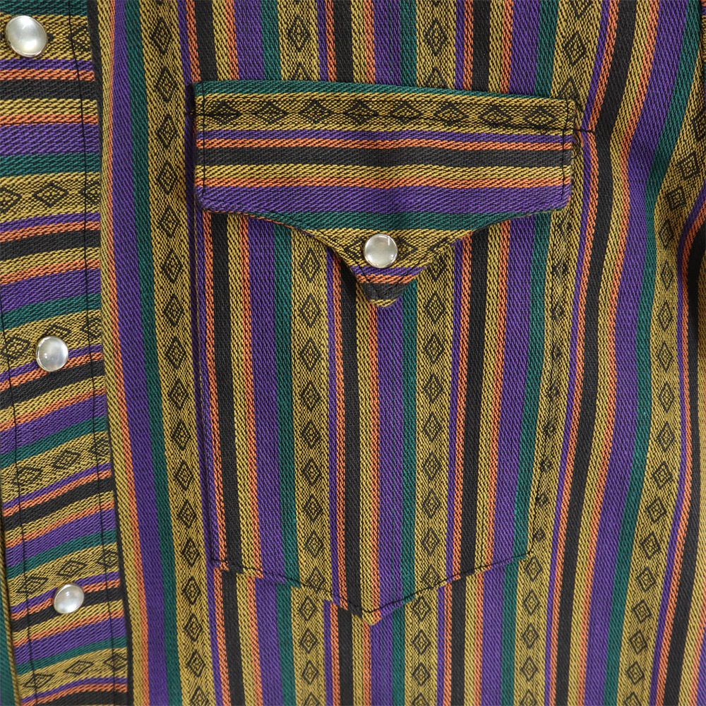 ロックマウント ランチウェア 70s ヴィンテージ ストライプ 長袖 ウエスタンシャツ メンズ