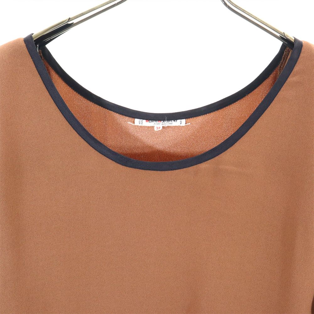 SAINT LAURENT サンローラン フランス製 オールド 長袖 カットソー 38 ブラウン系 肩パット レディース