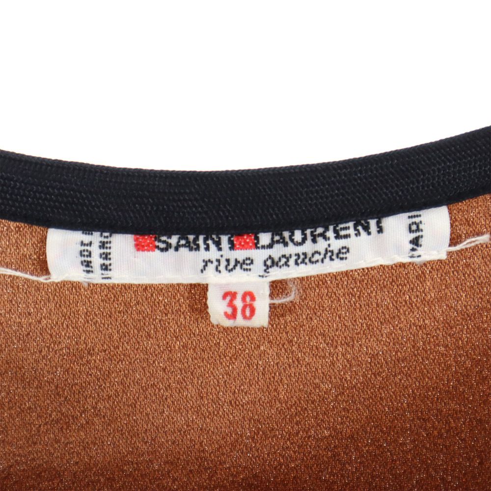 SAINT LAURENT サンローラン フランス製 オールド 長袖 カットソー 38 ブラウン系 肩パット レディース
