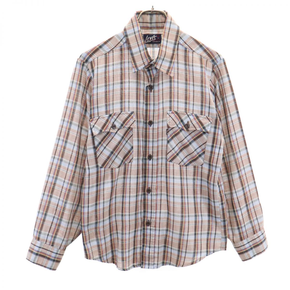 Levi's リーバイス 70s ヴィンテージ チェック柄 長袖 シャツ ブラウン系 メンズ