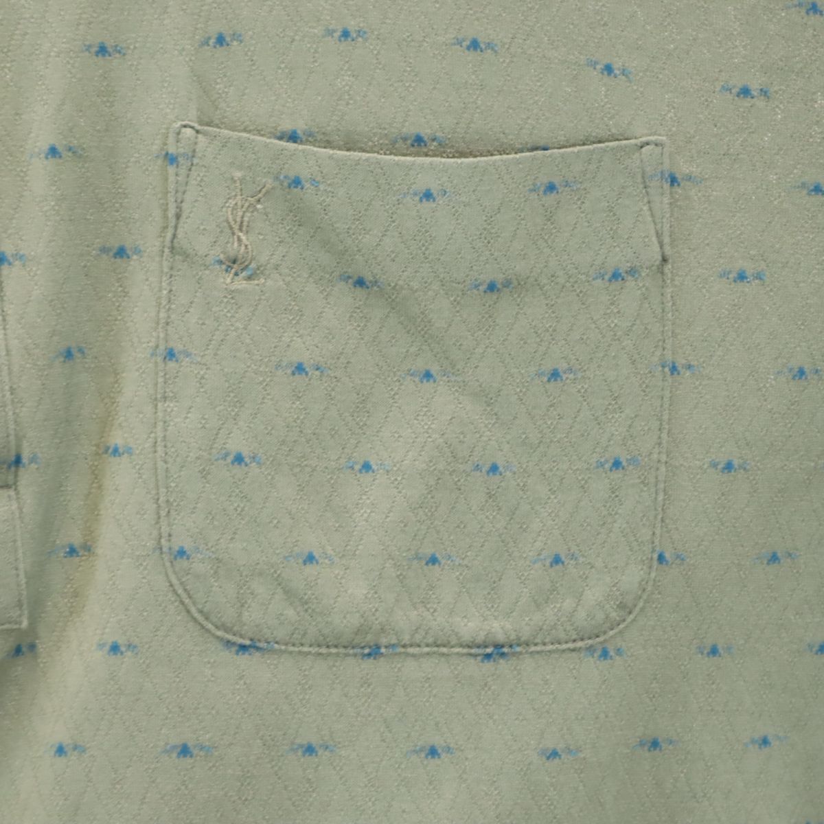 YVES SAINT LAURENT イヴサンローラン 90s オールド 長袖 ポロシャツ L カーキ メンズ