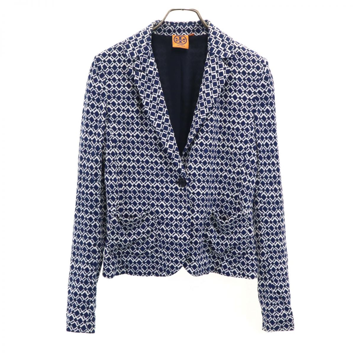 Tory Burch トリーバーチ 長袖 テーラードジャケット S ホワイト×ブルー レディース