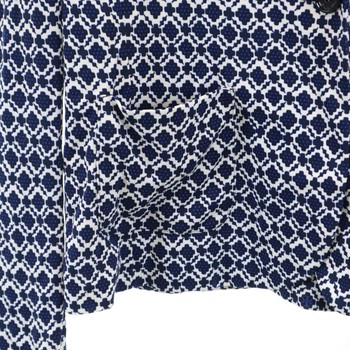 Tory Burch トリーバーチ 長袖 テーラードジャケット S ホワイト×ブルー レディース