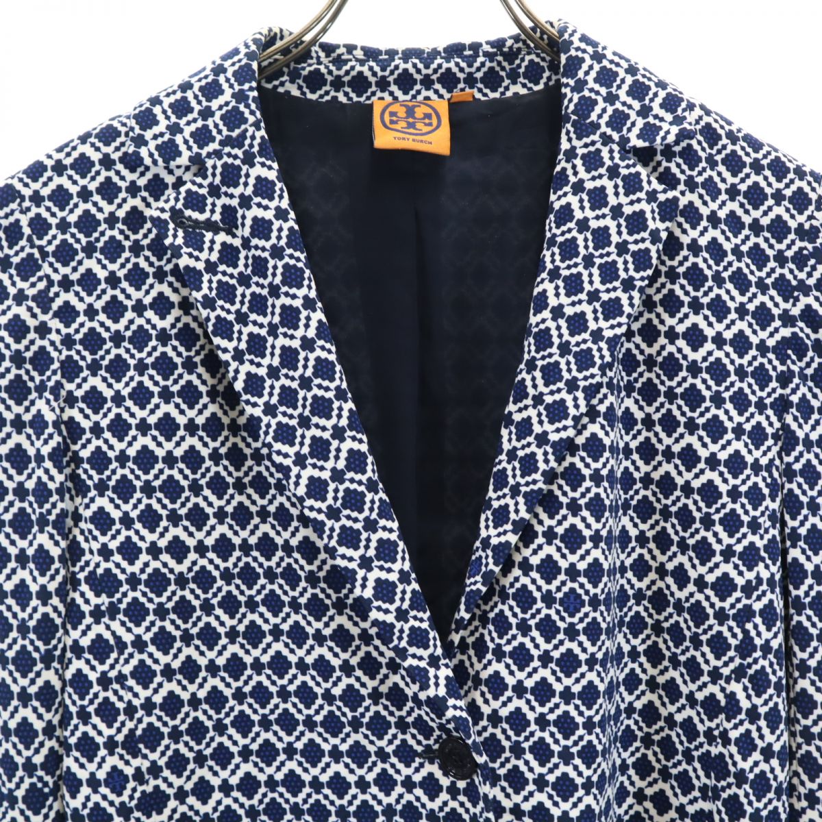 Tory Burch トリーバーチ 長袖 テーラードジャケット S ホワイト×ブルー レディース