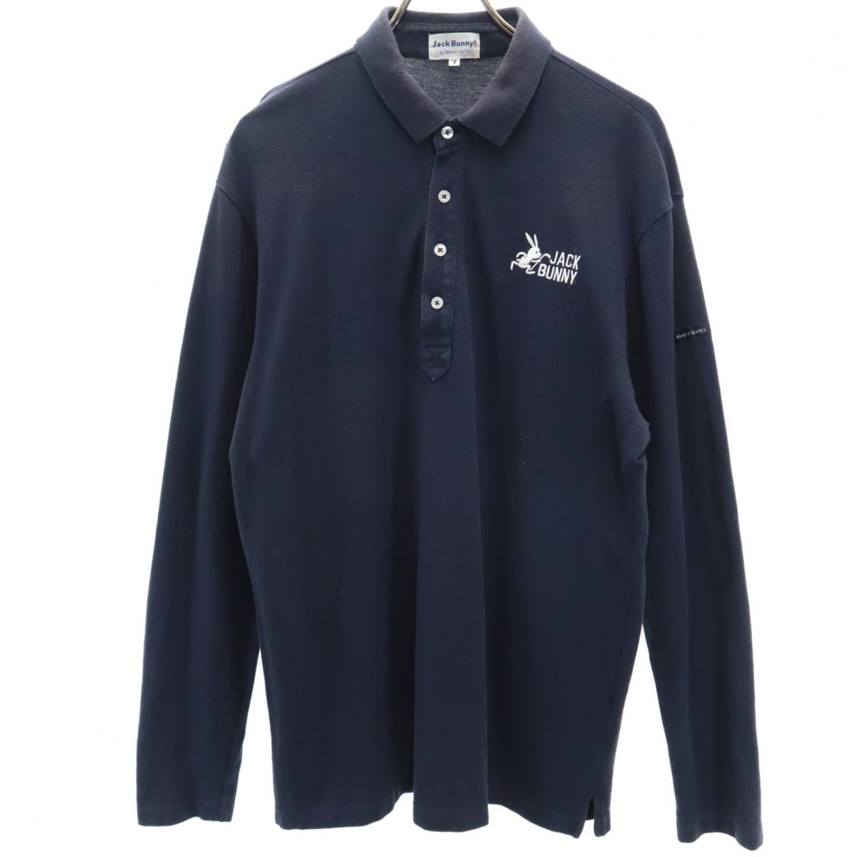 Jack Bunny!! ジャックバーニー ゴルフ 長袖 鹿の子 ポロシャツ 7 ネイビー系 PEARLY GATES メンズ