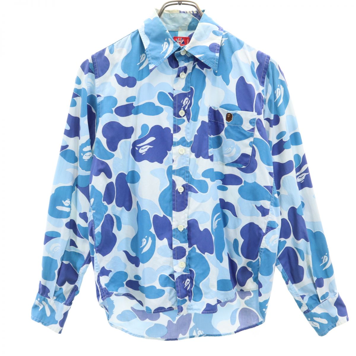 A BATHING APE アベイシングエイプ 総柄 長袖 シャツ XS ブルー系 メンズ