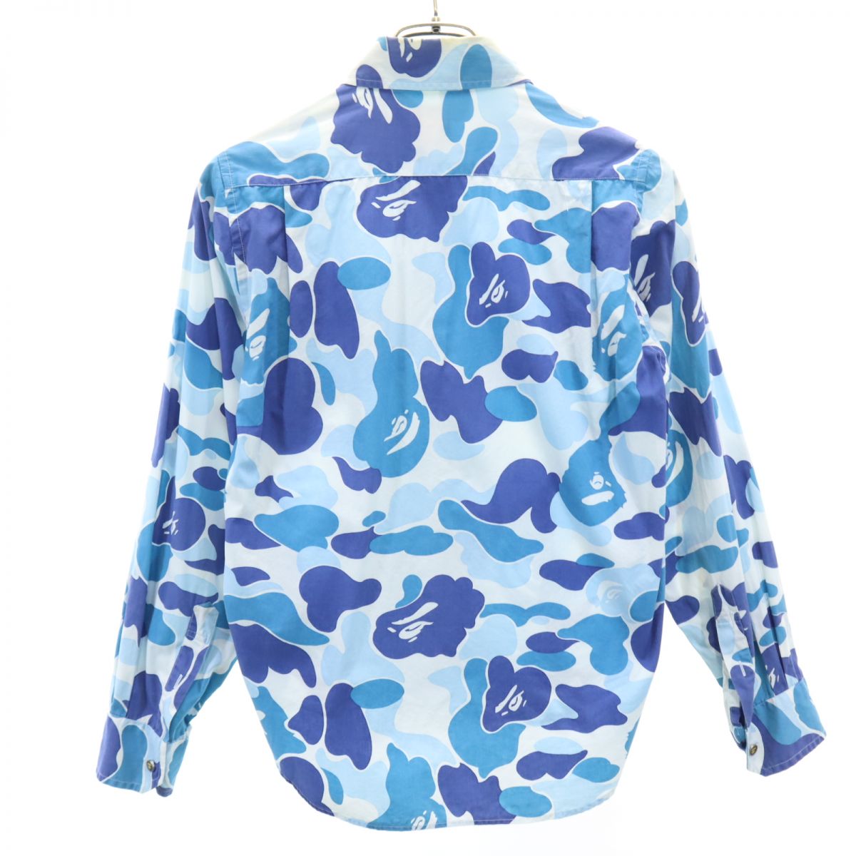 A BATHING APE アベイシングエイプ 総柄 長袖 シャツ XS ブルー系 メンズ