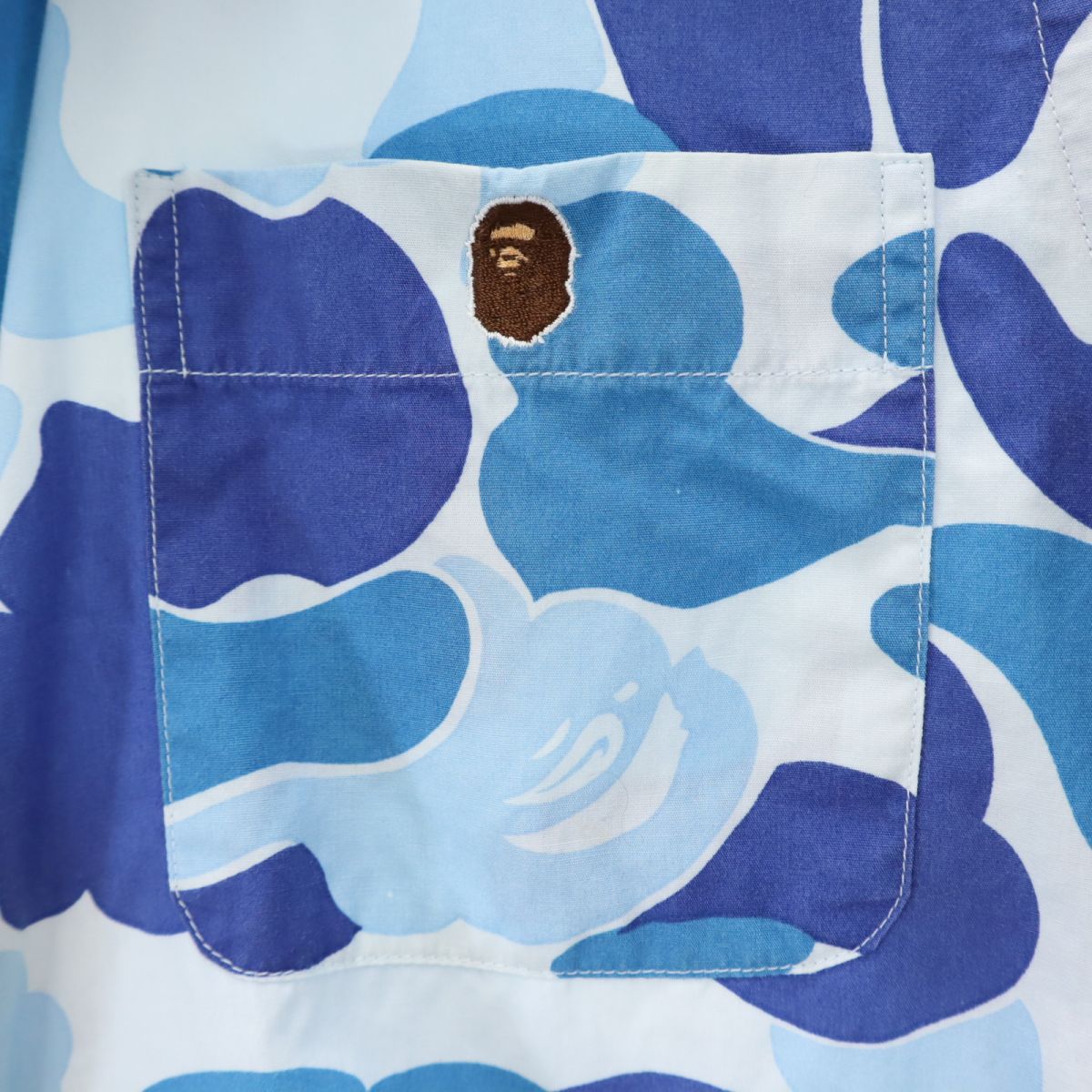 A BATHING APE アベイシングエイプ 総柄 長袖 シャツ XS ブルー系 メンズ