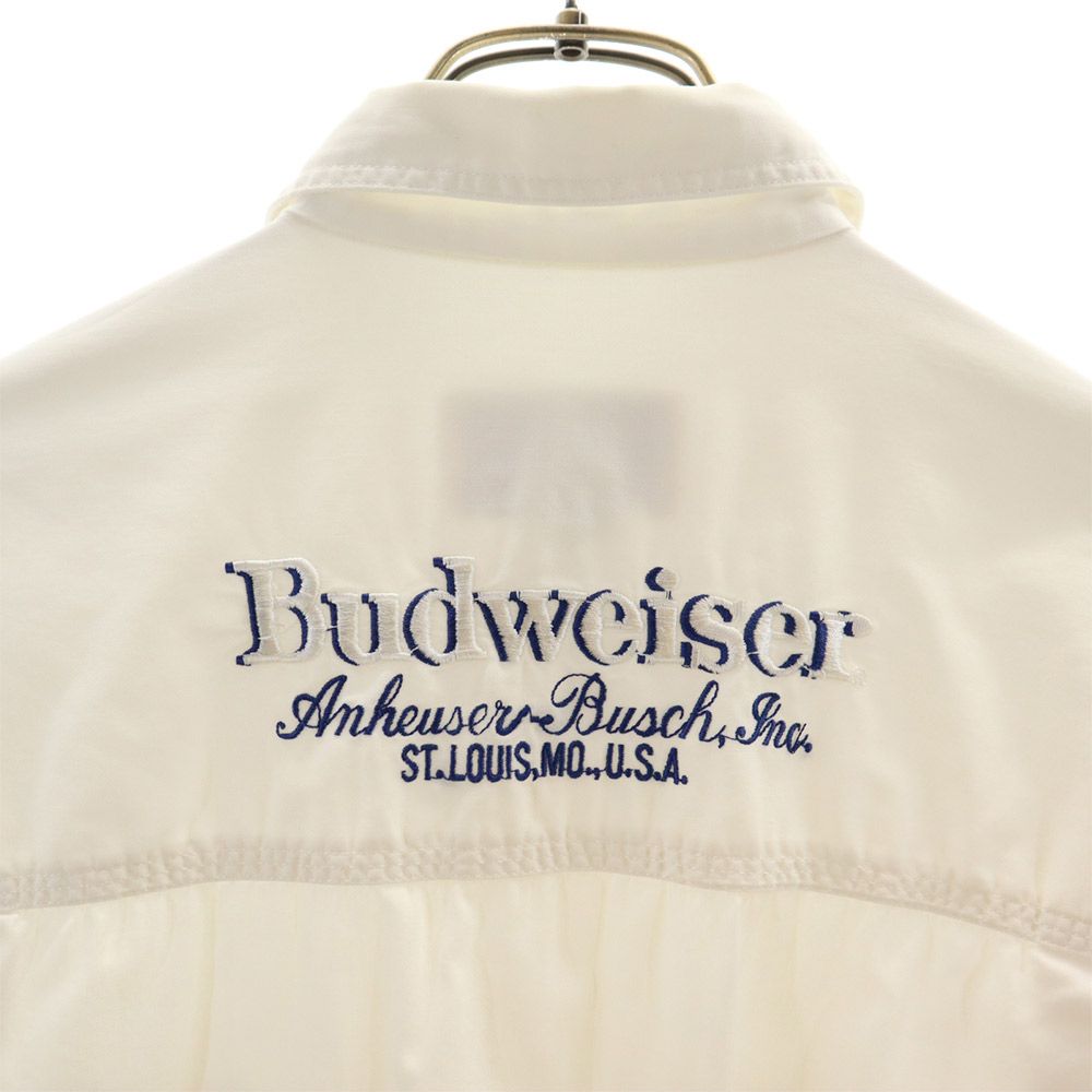Budweiser バドワイザー 80s 90s オールド 長袖 コットンシャツ M ホワイト系 メンズ