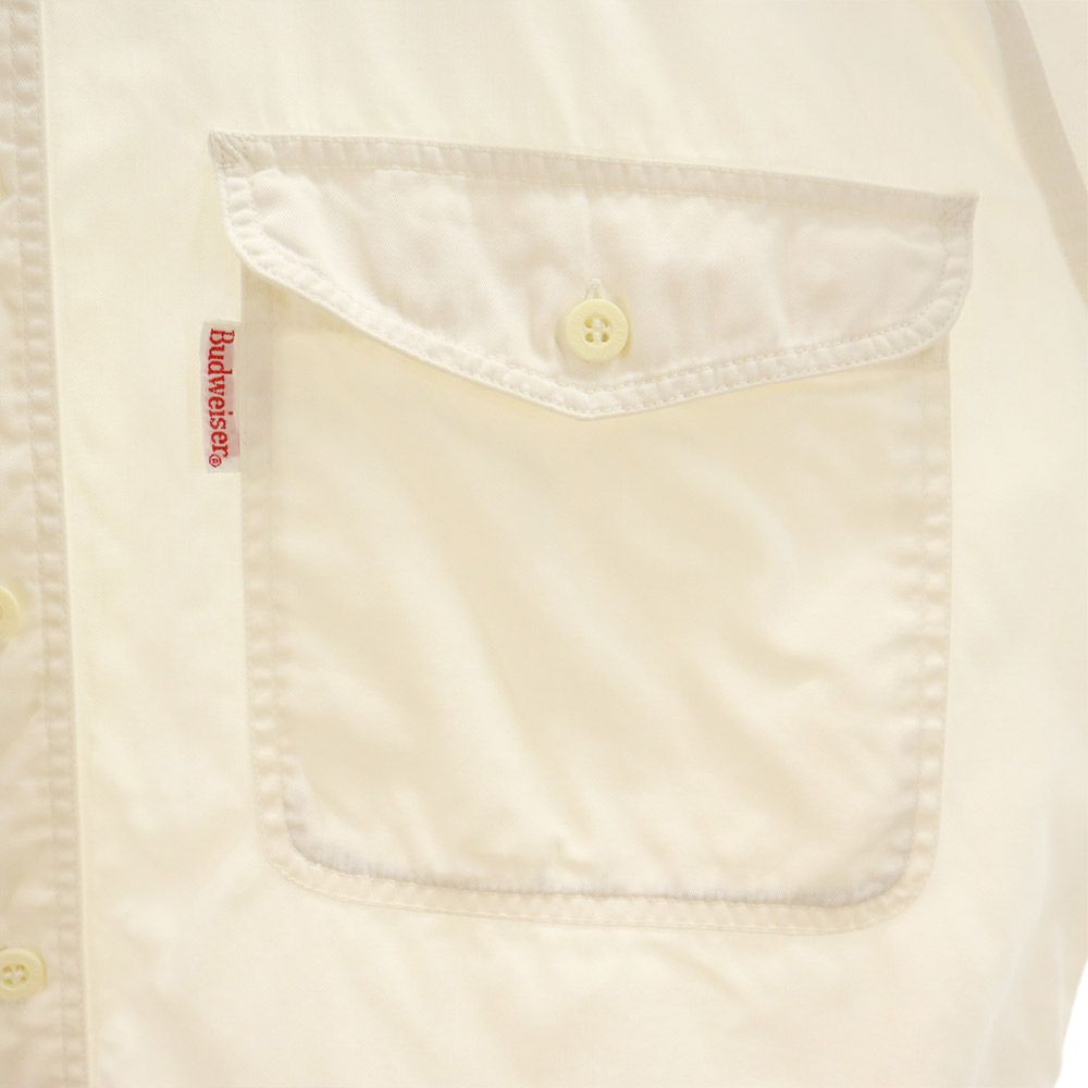 Budweiser バドワイザー 80s 90s オールド 長袖 コットンシャツ M ホワイト系 メンズ