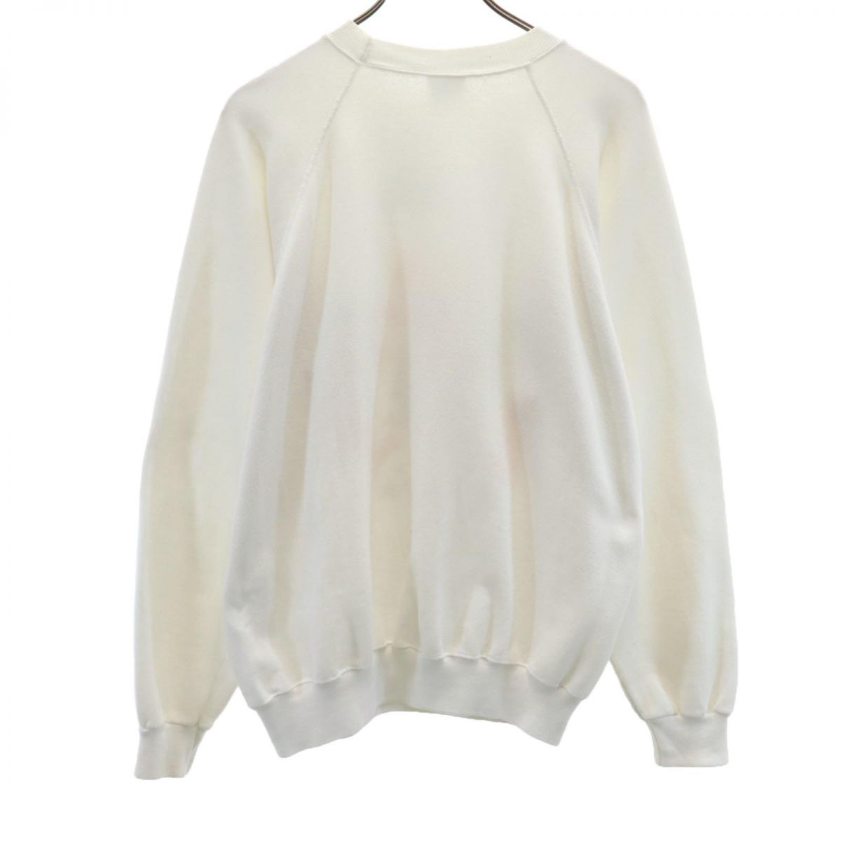 Hanes ヘインズ 80s USA製 ヴィンテージ 長袖 トレーナー L ホワイト系 スウェット 裏起毛 メンズ