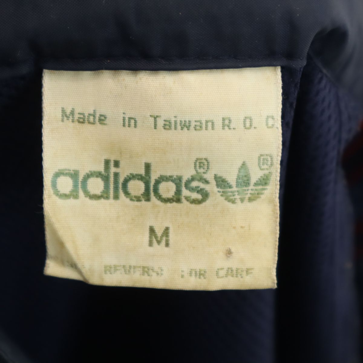 adidas アディダス 80s ヴィンテージ トレフォイルロゴ ジャケット M ネイビー 裏メッシュ切り替え フード メンズ